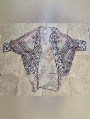 Mahila Open-front Kimono Cardigan Floral Hippie Boho One Size
